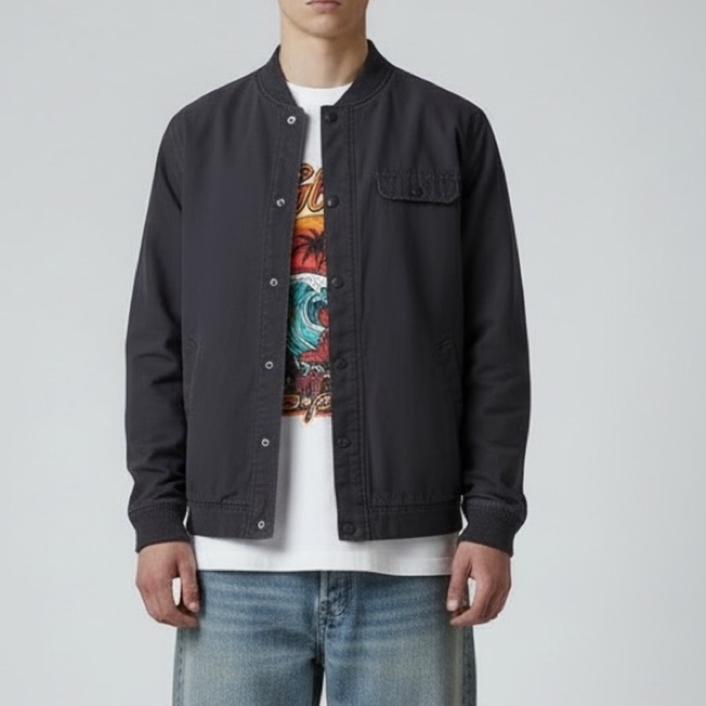 Vintage 90s quiksilver Navy Blue bomber jacket pockets  Surfer Grunge